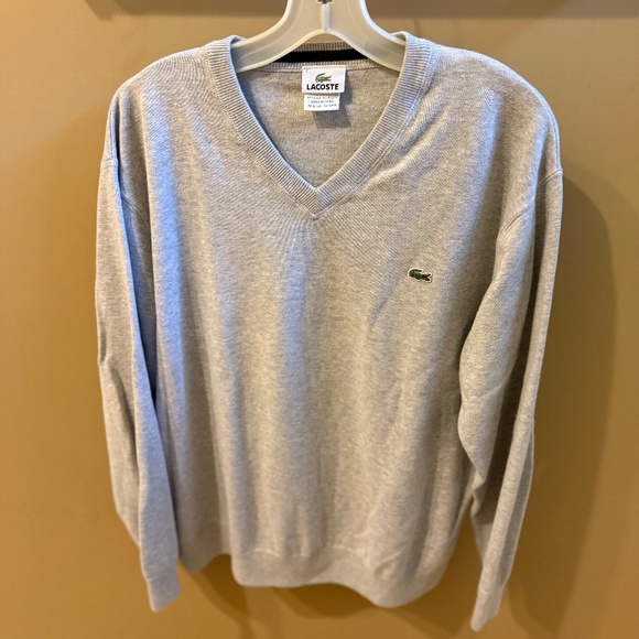 Lacoste Sweater Men's Size 7 Gray Pullover Long Sleeve 100% Cotton - Picture 1 of 8